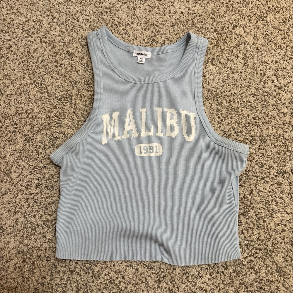 Garage Light Blue Ribbed Tank